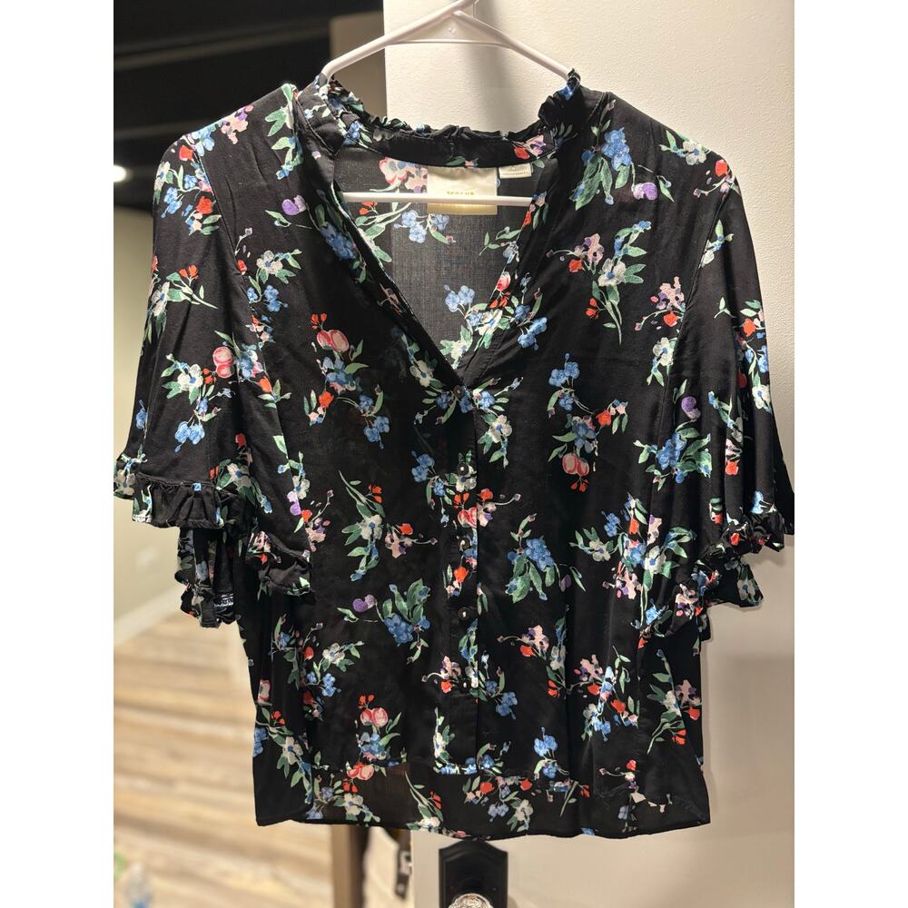 Anthropologie Maeve Floral Butterfly Sleeve Blouse
